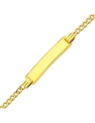 14K Yellow Gold 2.5mm Hollow Baby ID Concave Curb Bracelet with Spring Ring Clasp - 6" Inches