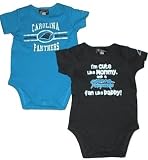 NFL Team Newborn Baby Gerber Two Pack Short Sleeve Bodysuit Creepers (3-6 Months, Carolina Panthers)
