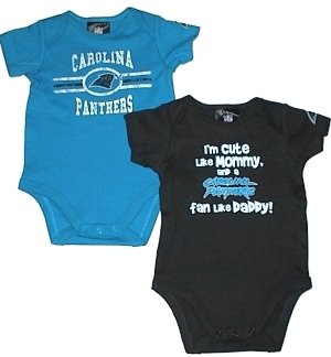 NFL Team Newborn Baby Gerber Two Pack Short Sleeve Bodysuit Creepers (0-3 Months, Carolina Panthers)