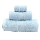 Review ThinkBamboo - Bamboo Towels  / Luxury Weight 100% Bamboo Fiber Towel Set - Powder Blue