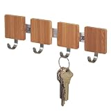 InterDesign Formbu Stainless Steel Wall Mount Key Rack, Bamboo, 4 Hooks