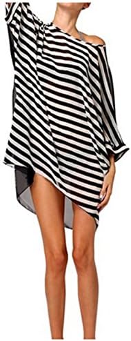 Women's Stripe Bikini Swimwear Cover Up Beach Dress