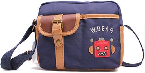 School Bags Cartoon Canvas Kids Zipper Children Shoulder Bag Robot Boys Leisure (coffee)