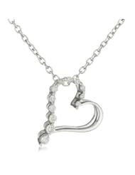 Sterling Silver Diamond Journey Heart Pendant Necklace (1/10 cttw, I-J Color, I2-I3 Clarity), 18"