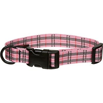 Bison Pet Nylon Adjustable Dog Collar in Pink & Black