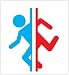Portal 2 Logo Sticker Decal Peel and Stick. Red and Blue