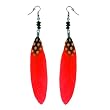 Trendy Silver-Tone Red Feather Earrings