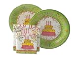 Ideal Home Range Birthday Buffet or Dinner Set contains 20 - Beverage (or desert) Napkins, 16 -10.5" Dinner Plates, and 20 - Large Napkins