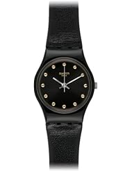 Swatch Hora Negro Black Dial Black Silicone Strap Ladies Watch LB172
