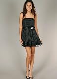 Strapless Brooch Lace Trim Formal