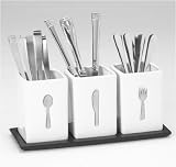 Set of 3 Stoneware Flatware Holders