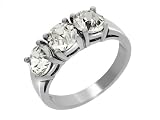 Ladies Sterling Silver Pink Cubic Zirconia 3 Stone Ring
