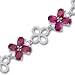 Antique Flower Design Oval Cut Created Ruby & White CZ Gemstone Bracelet in Sterling Silver