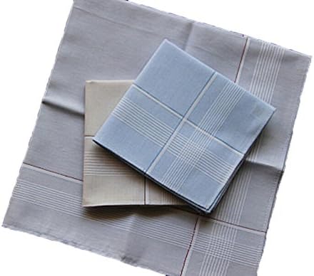 Yeartar Men's Cotton Stripe Solid color Square Handkerchief Pocket Square (color 1)