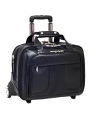 PC Accessory: McKlein R Series CHICAGO Leather 17 Detachable-Wheeled Laptop-Overnight Case (Us Patent 6595334 - Black) - McKlein USA