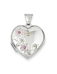 Sterling Silver 18mm Floral Heart Locket. Metal Wt- 1.62g