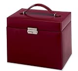 Large sized scarlet leather jewelry box by Wolf Designs