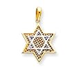 14k Two-tone Solid Open-Back Meshed Star of David Pendant
