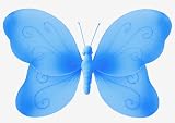 10 Blue Swirl Glitter Butterfly nylon hanging ceiling wall baby nursery room wedding decor decoration