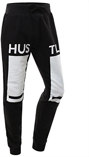 HUSTLEAVENUE Mens Hipster Hip Hop Mail Box Print Jogger Sweatpants BLKWHT LARGE