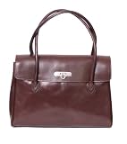Italian leathers handbag, smooth leather brown
