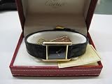 Vintage/Antique watch: Pre-owned Women's Cartier Watch Vermeil Black Dial Tank Swiss Quartz 1980's