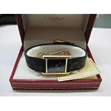 Vintage Antique watch: Pre-owned Ladies Cartier Watch Vermeil Black Dial Tank Swiss Quartz 1980's by Cartier