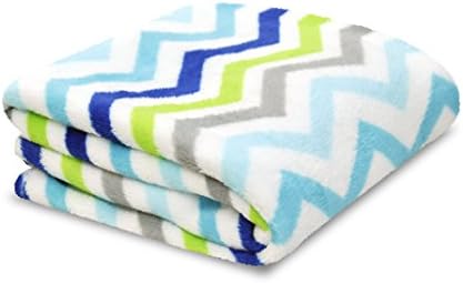 Little Starter Plush Toddler Blanket, Blue Chevron