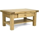 Zocalo Harvest Small Coffee Table - Shelf & Drawer - Solid Ash - W56 x D76 x H61