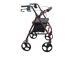 Drive Medical Aluminum Rollator with Fold up and Removable Back Support, Padded Seat, 8 Inch Casters with Loop Locks, Red