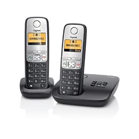 Gigaset  - A400A Duo - T�l�phone sans fil DECT/GAP avec R�pondeur + combine suppl�mentaire - Argent/Noir