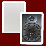New 8" In Wall Surround Sound HD Home Theater Rectangular Glass Fiber Speaker Pair TSS8C