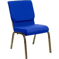HERCULES 18.5W Navy Blue Stacking Church Chair with 4.25 Thick Seat - Gold Vein Frame - XU-CH-60096-NVY-GG