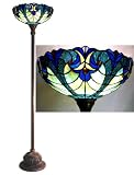 Tiffany Style Blue Halston Torchiere Floor Lamp 71" Tall