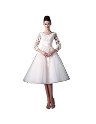 A-line V-neck Beaded Pleated Backless Sequined Lace-Up Tulle Short Tea Length Wedding Dress 