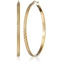 Stainless Steel 18k Gold-Plated Textured Hoop Earrings
