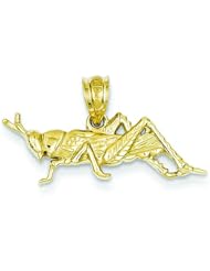 14K Gold Polished Grasshopper Pendant Jewelry