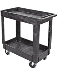 Rubbermaid Commercial Structural Foam Service Cart with Lipped Shelves, 2 Shelves, Black, 300lbs Capacity, 31-1/4" Height, 34" Length X 16" Width