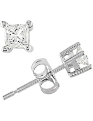 14k White Gold Diamond Solitaire Stud Earrings (0.04 Cttw, H-I Color, I1-I2 Clarity)