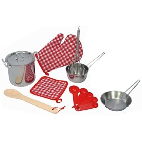 Mini Toy Cooking Pots and Pans: Complete 10-piece Childrens Cooking Set by Toy Cooking