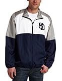 MLB Men's San Diego Padres Sports Night Lightweight Full Zip Jacket (Athletic Navy/Stone Gray/White, XX-Large)