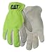 CAT Premium Pigskin Fluorescent Green/Grey Leather Palm Work Gloves - Large #CAT012109L