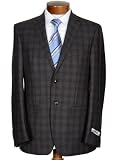 Donna Karan DKNY Mens Slim Fit Wool Sport Coat Jacket Sportcoat 2-Buttons Blazer Charcoal & Navy Plaid