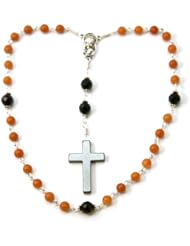 Red Aventurine Anglican Christian Prayer Beads with Sterling Silver Filled Links