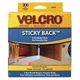 Velcro 90140 - Sticky-Back Hook and Loop Dot Fasteners, Dispenser, 3/4 Inch, Beige, 200/Roll-VEK90140