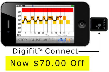 Digifit Connect: Requires $14.99 upgrade to Advanced Functionality or $14.99 paid app.