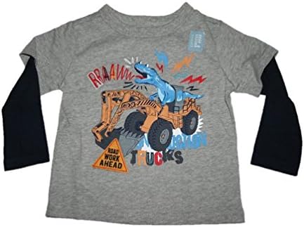 Baby Gap Boy's Long Sleeve Road Construction Dinosaur Tee Shirt (12-18 Months)