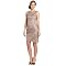 Adrianna Papell Women’s Illusion Neckline Lace Dress, Buff, 6