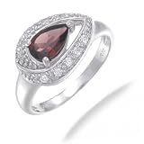 1 CT. 8x6MM Pear Cut Red Ring in Sterling Silver
