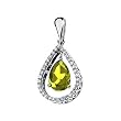 14K White Gold Peridot and Diamond Pendant